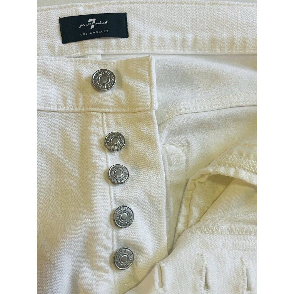 7 For All Mankind Josefina White Boyfriend Jeans Button Fly Crop 31 EUC Capsule - Picture 3 of 7